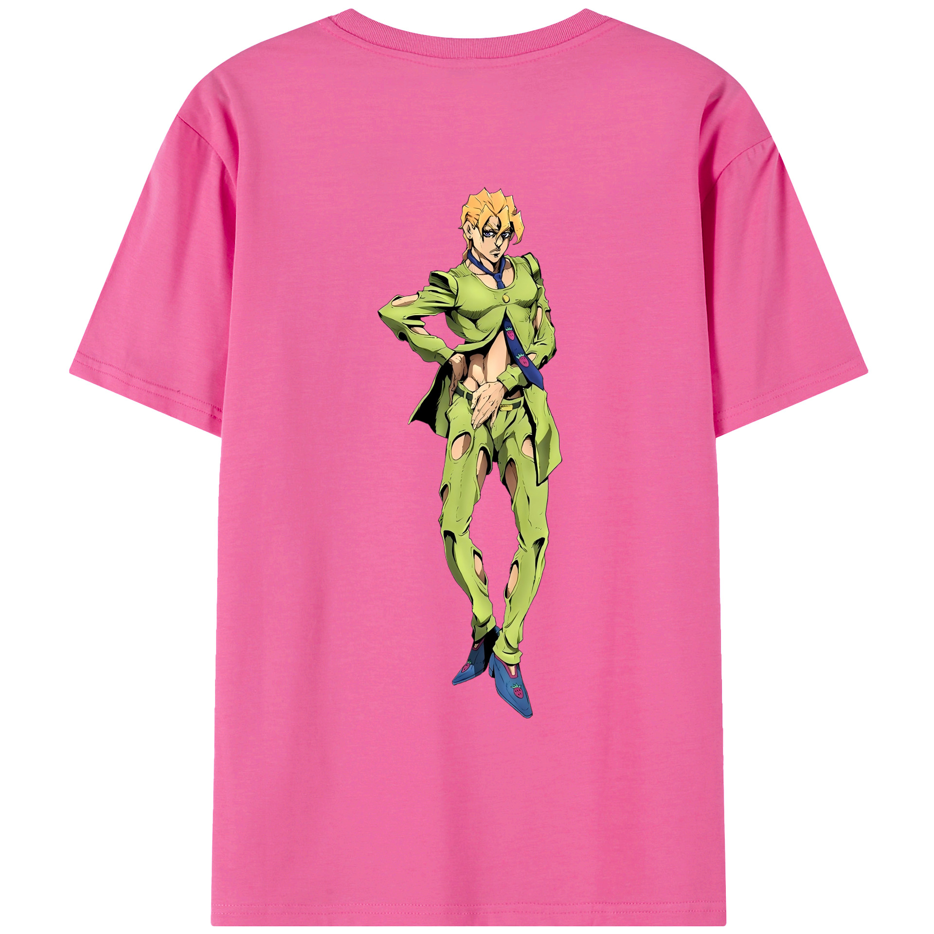 （画像用） ジョジョの奇妙な冒険 パンナコッタ?フー JoJo's Bizarre Adventure Pannacotta Fugo レディース半袖Tシャツ(バックプリント)